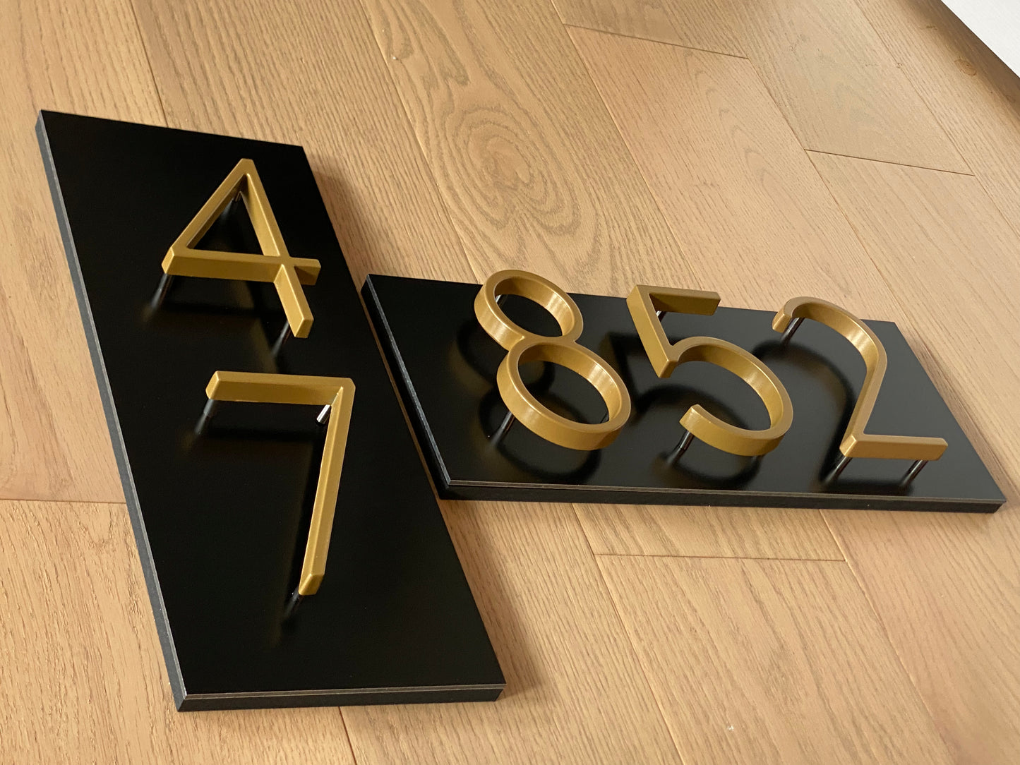 Gold House Number | Gold number address sign in Vertical and Horizontal layout | Address plaques for outside