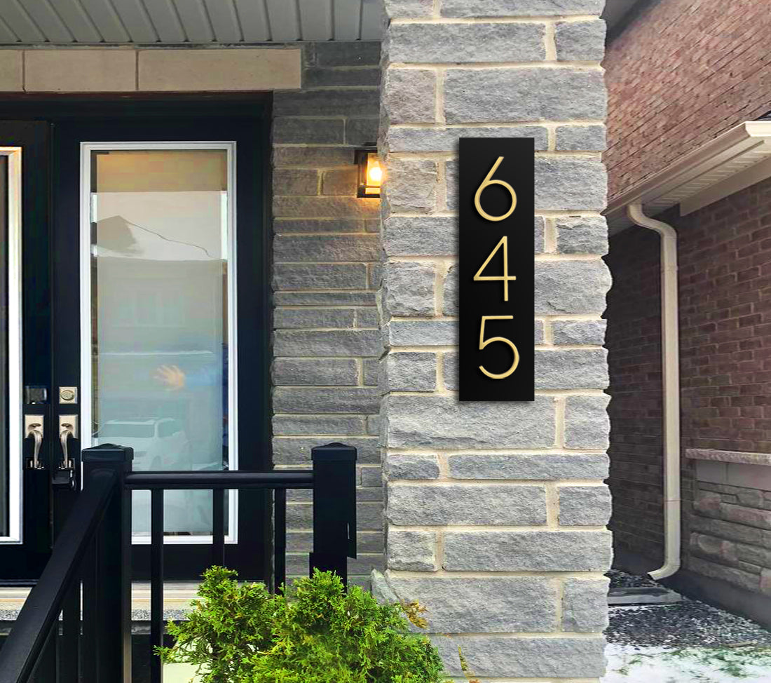 Gold House Number | Gold number address sign in Vertical and Horizontal layout | Address plaques for outside