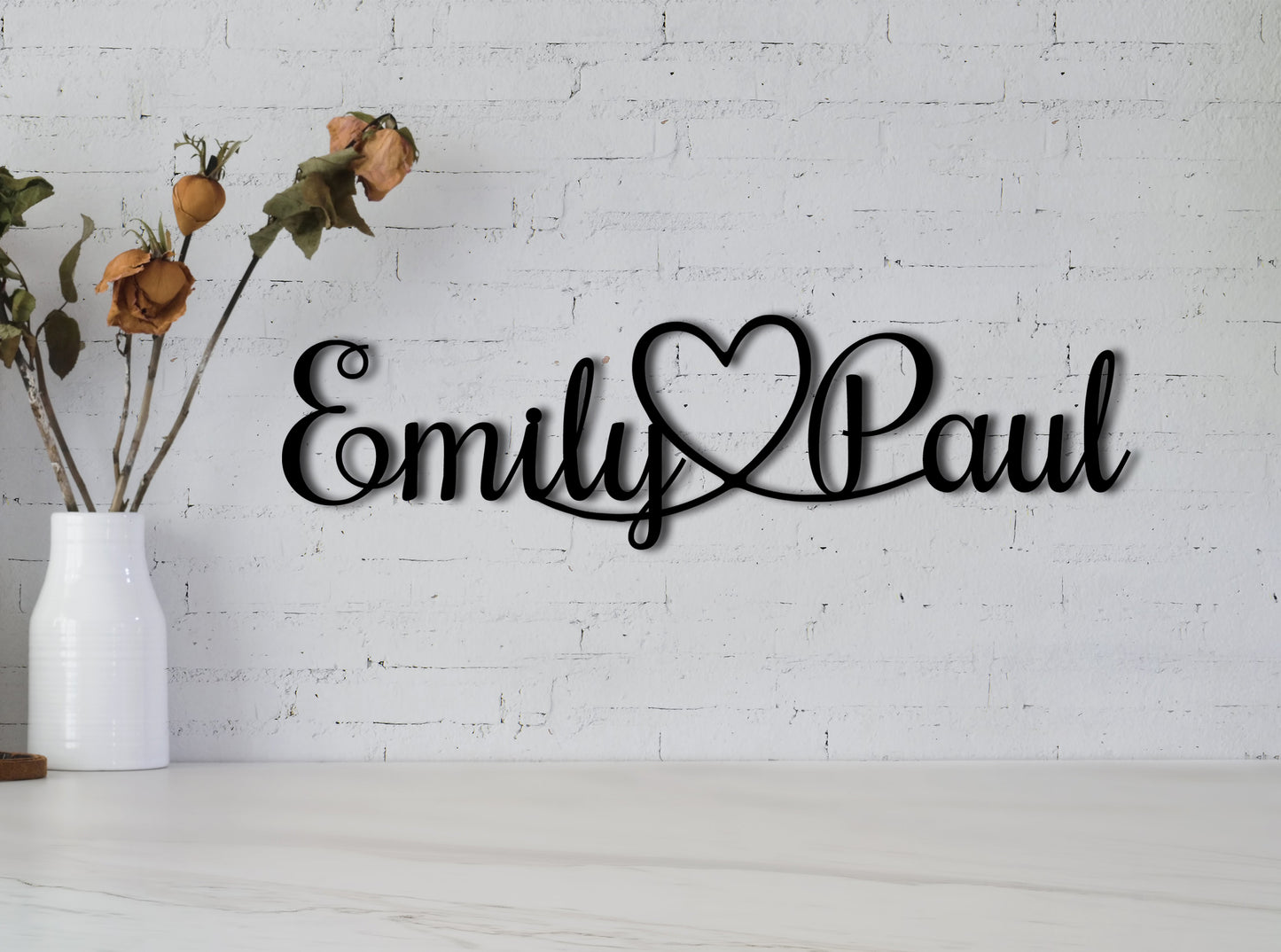 Panneau de nom de couple personnalisé, panneau de noms de cœur, cadeau de Saint-Valentin, cadeau d'anniversaire, cadeau de mariage, cadeau de pendaison de crémaillère, panneau d'amour en forme de cœur