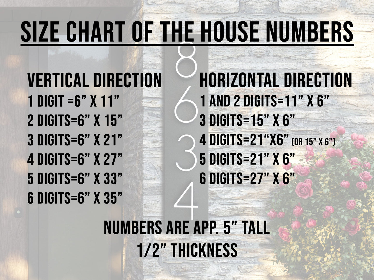 Plaque d'adresse avec numéros en MÉTAL disponible en mode vertical et horizontal | Numéro de maison moderne