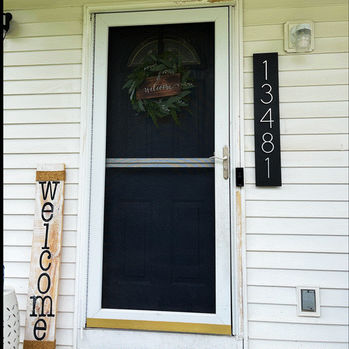 House numbers with metal numbers available in vertical address sign as well as horizontal address plaque