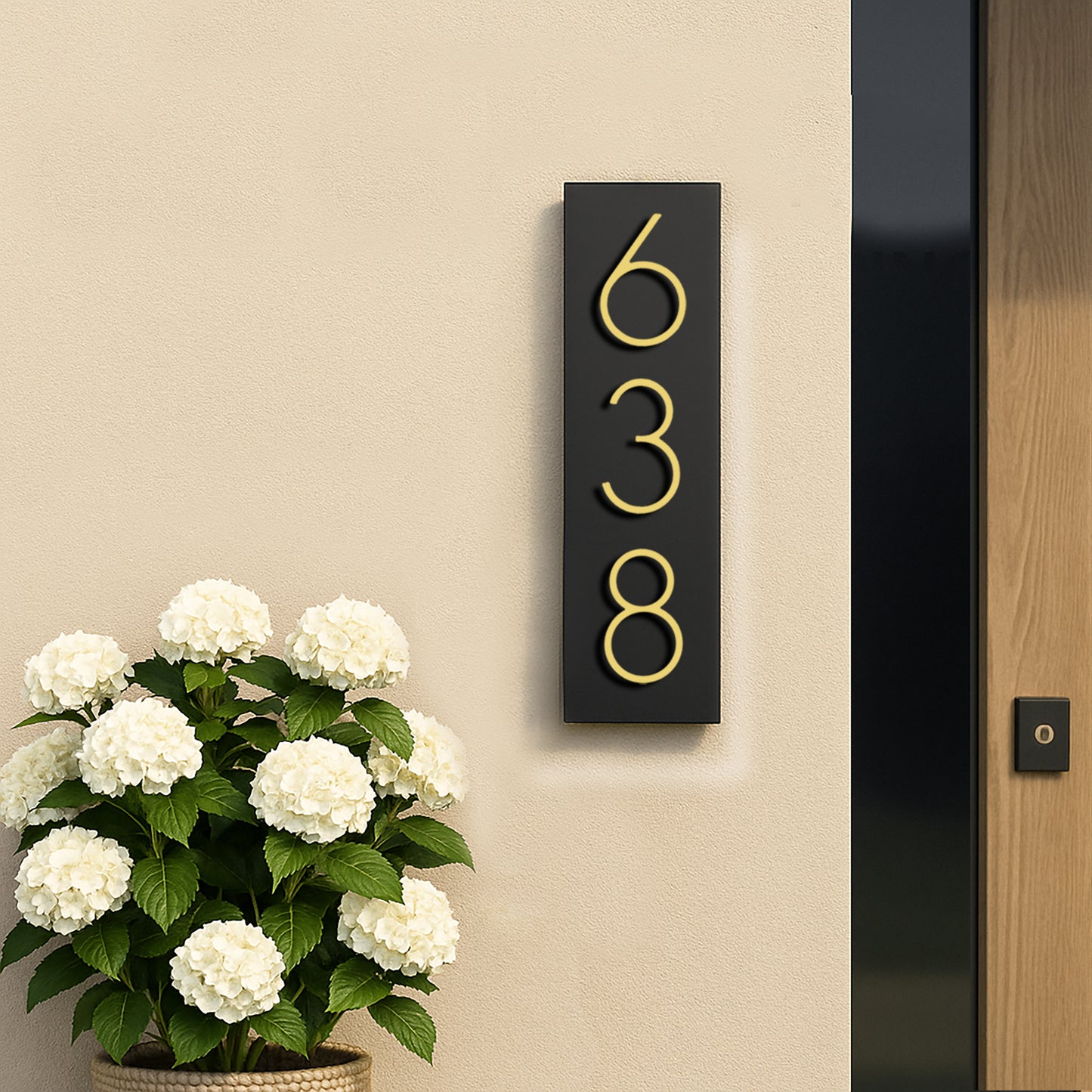 Gold House Number | Gold number address sign in Vertical and Horizontal layout | Address plaques for outside