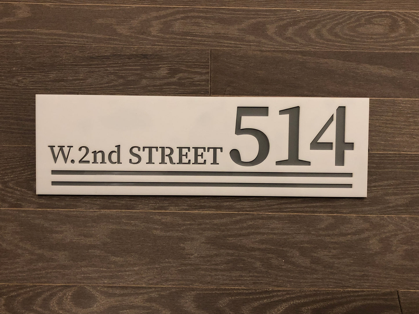 Modern Acrylic House Address Sign – Double Layer Design, Custom Street Name & House Number, Black & White Options