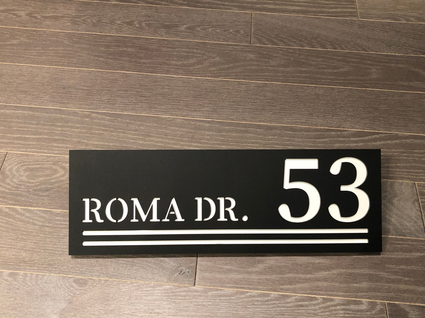 Modern Acrylic House Address Sign – Double Layer Design, Custom Street Name & House Number, Black & White Options