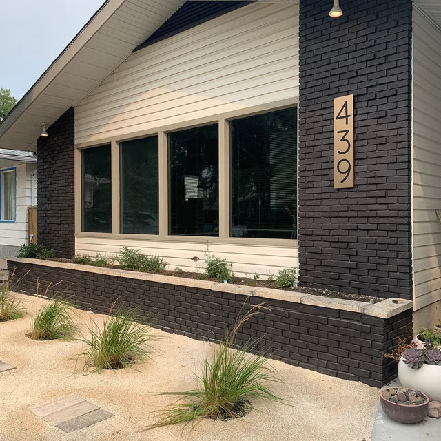 Modern house numbers with 5-inch tall numbers in vertical direction