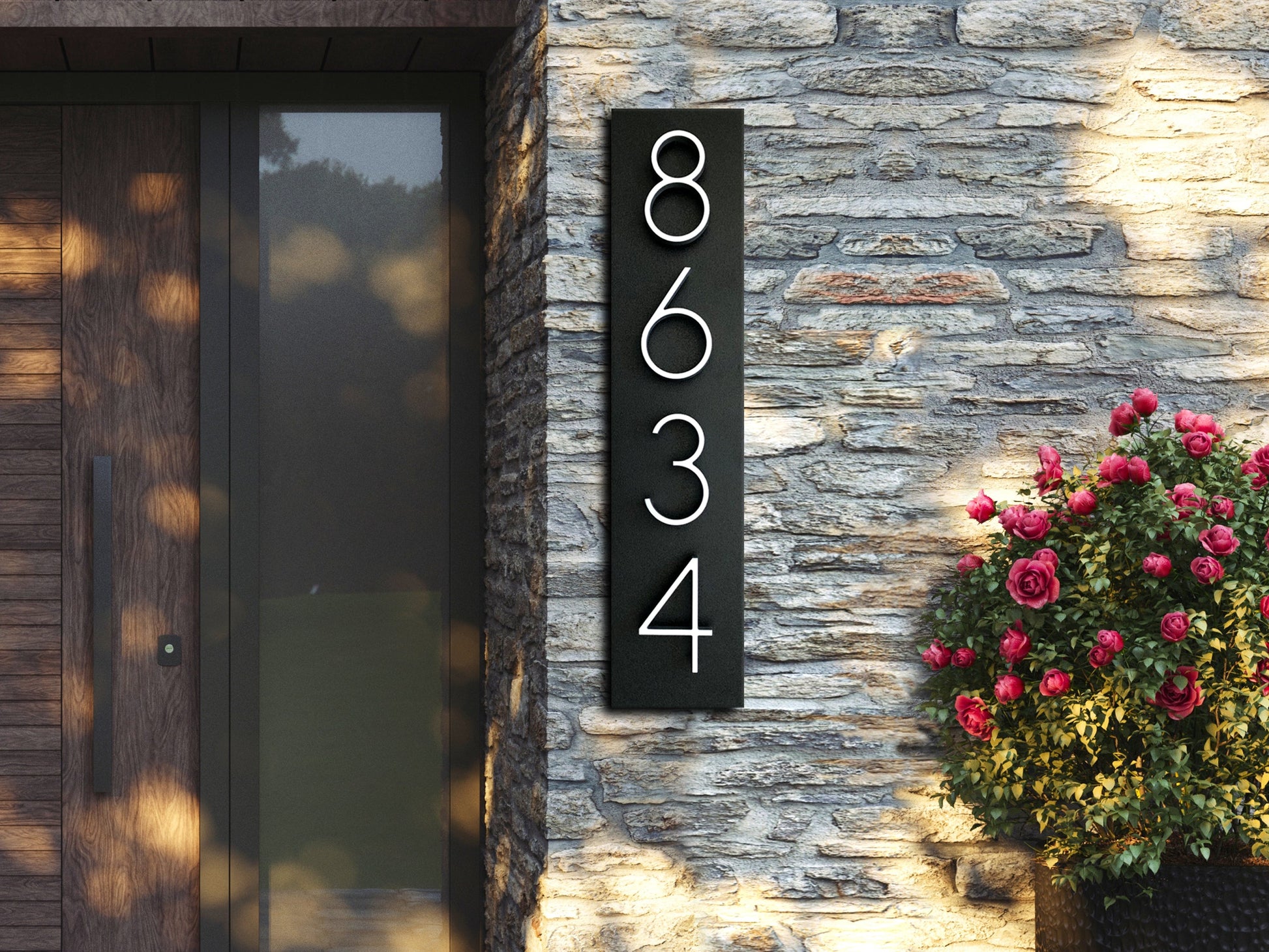 Address sign with METAL numbers available in vertical and horizontal m –  White Harmony™